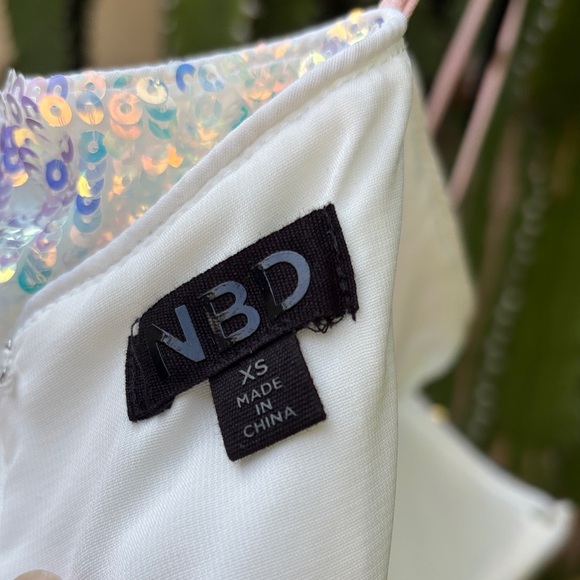 NBD Iridescent Sequin White Spaghetti Strap Dress - Picture 4 of 16